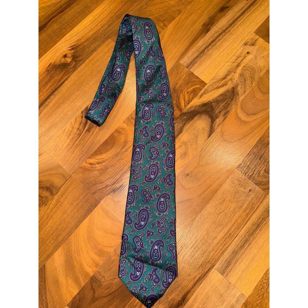 Bert Pulitzer Men's Necktie‎ Teal Purple Paisley Silk Business Career